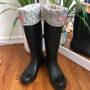 Black Hunter Rubber Boots with Grey Socks Included